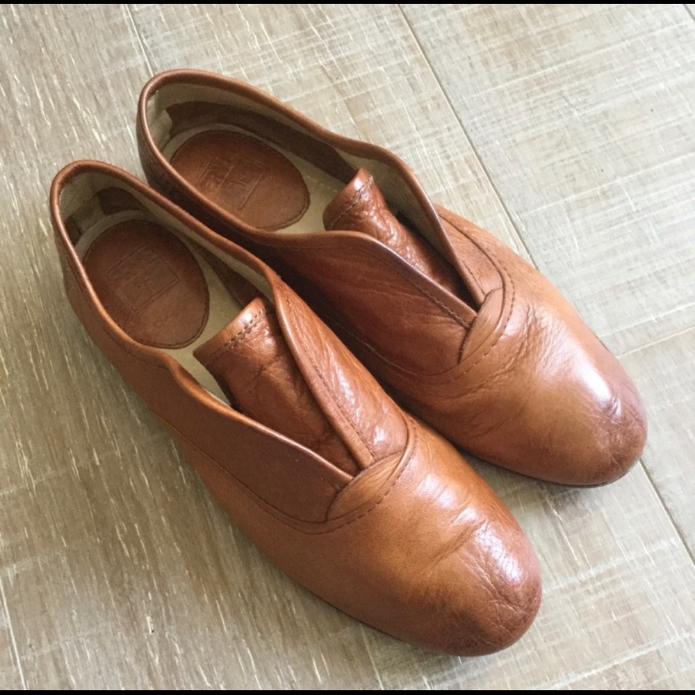 Frye Terri Cognac Leather Slip-on Oxfords Sz 6.5M